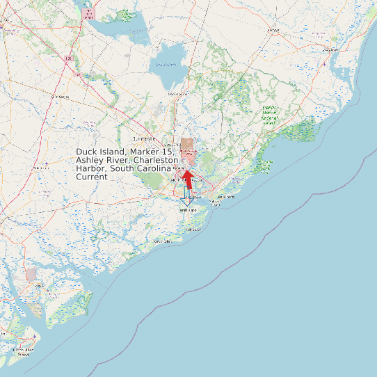 Map of Duck Island, Marker 15, Ashley River, Charleston Harbor, South Carolina Current Prediction Station