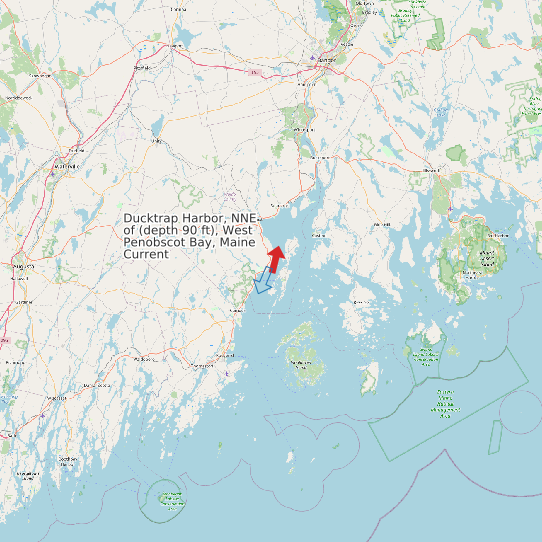 Map of Ducktrap Harbor, NNE of (depth 90 ft), West Penobscot Bay, Maine Current Prediction Station
