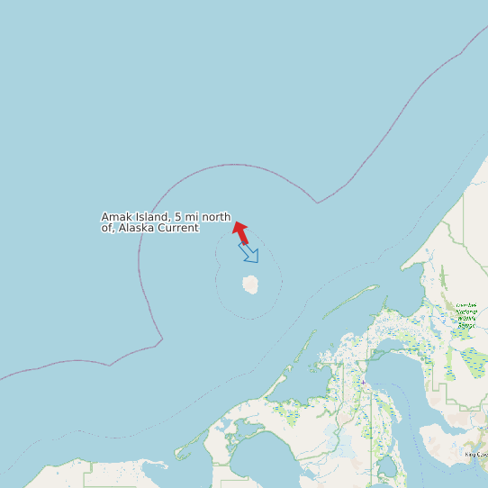 Map of Amak Island, 5 mi north of, Alaska Current Prediction Station