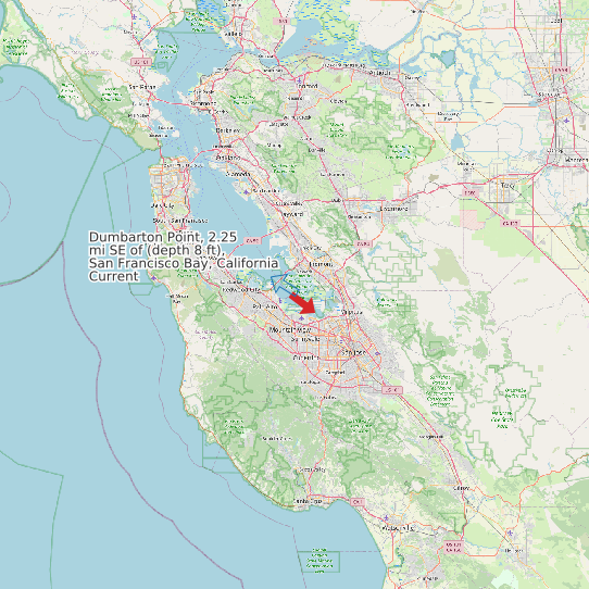Map of Dumbarton Point, 2.25 mi SE of (depth 8 ft), San Francisco Bay, California Current Prediction Station