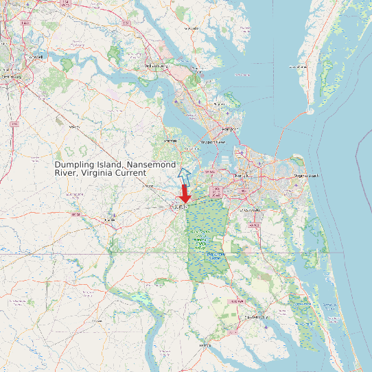 Map of Dumpling Island, Nansemond River, Virginia Current Prediction Station