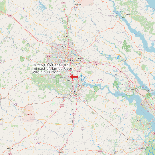 Map of Dutch Gap Canal, 0.5 mi east of, James River, Virginia Current Prediction Station