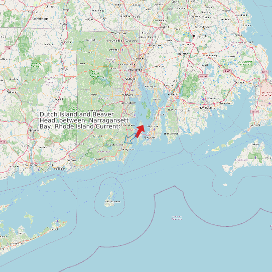 Map of Dutch Island and Beaver Head, between, Narragansett Bay, Rhode Island Current Prediction Station