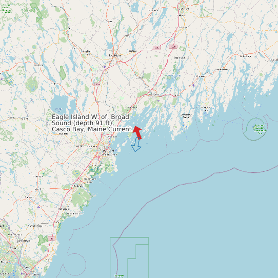 Map of Eagle Island W. of, Broad Sound (depth 91 ft), Casco Bay, Maine Current Prediction Station