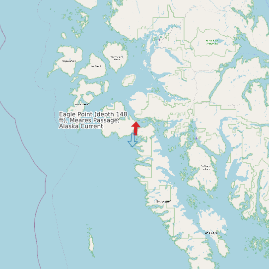 Eagle Point (depth 148 ft), Meares Passage, Alaska Current map