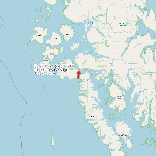 Eagle Point (depth 246 ft), Meares Passage, Alaska Current map