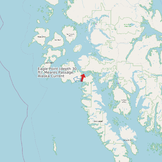 Eagle Point (depth 30 ft), Meares Passage, Alaska Current map