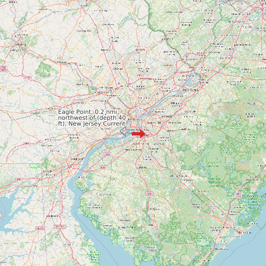 Map of Eagle Point, 0.2 nmi northwest of (depth 40 ft), New Jersey Current Prediction Station