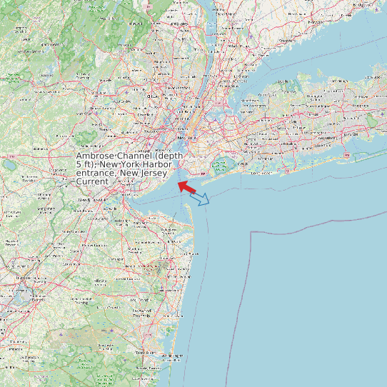 Map of Ambrose Channel (depth 5 ft), New York Harbor entrance, New Jersey Current Prediction Station