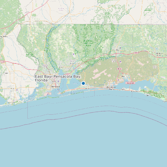 Map of East Bay, Pensacola Bay, Florida Tide Prediction Station