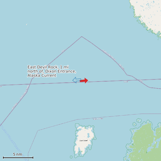 Map of East Devil Rock, 1 mi north of, Dixon Entrance, Alaska Current Prediction Station