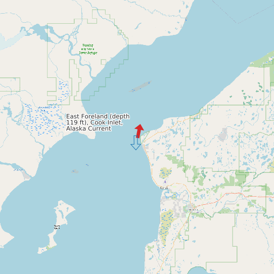 East Foreland (depth 119 ft), Cook Inlet, Alaska Current map