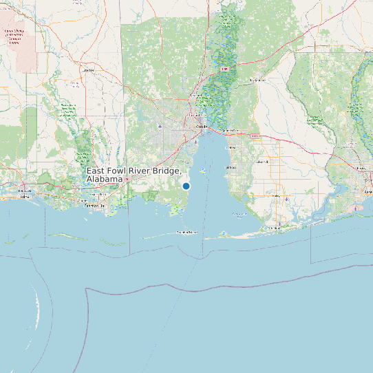 Map of East Fowl River Bridge, Alabama Tide Prediction Station