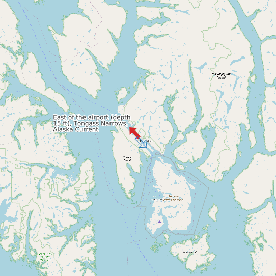 Map of East of the airport (depth 15 ft), Tongass Narrows, Alaska Current Prediction Station