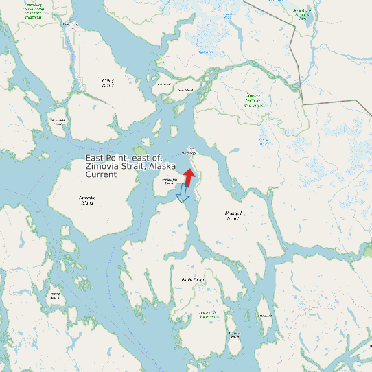 East Point, east of, Zimovia Strait, Alaska Current map
