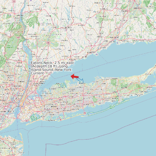 Eatons Neck, 2.5 mi east of (depth 18 ft), Long Island Sound, New York Current map