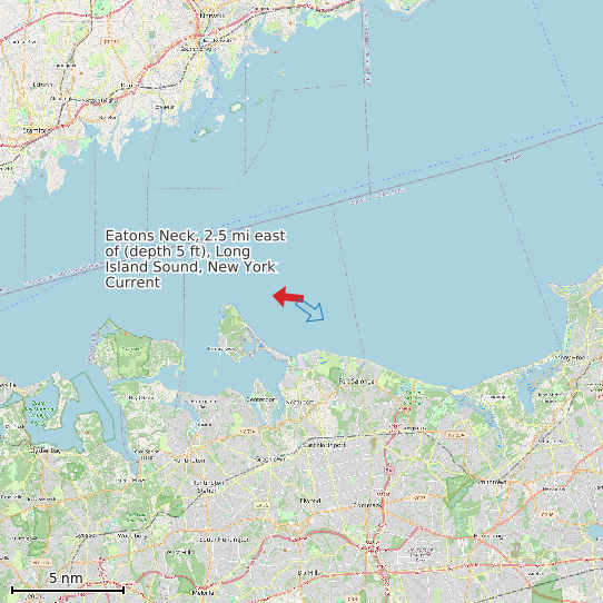 Map of Eatons Neck, 2.5 mi east of (depth 5 ft), Long Island Sound, New York Current Prediction Station