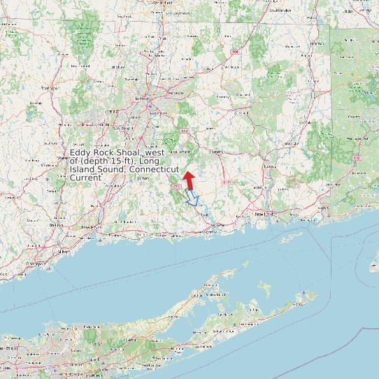 Map of Eddy Rock Shoal, west of (depth 15 ft), Long Island Sound, Connecticut Current Prediction Station