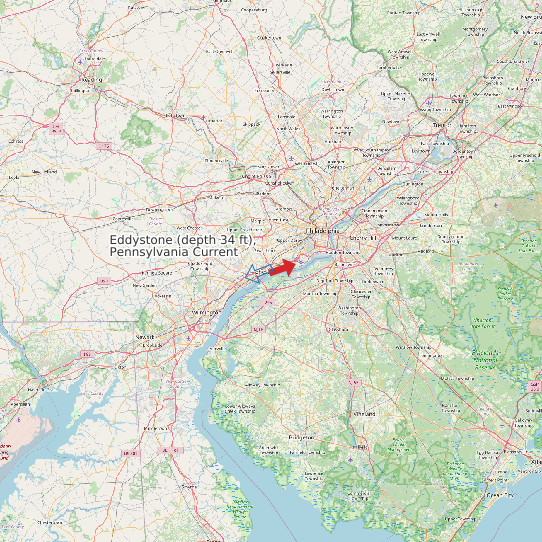 Eddystone (depth 34 ft), Pennsylvania Current map