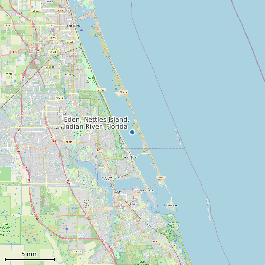 Map of Eden, Nettles Island, Indian River, Florida Tide Prediction Station