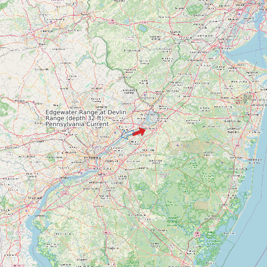 Map of Edgewater Range at Devlin Range (depth 32 ft), Pennsylvania Current Prediction Station