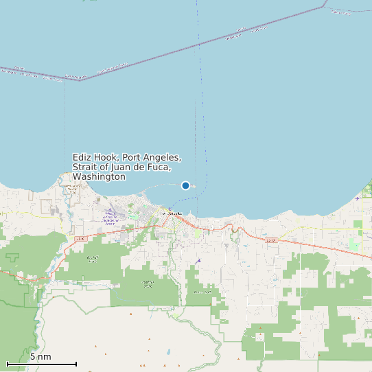 Map of Ediz Hook, Port Angeles, Strait of Juan de Fuca, Washington Tide Prediction Station