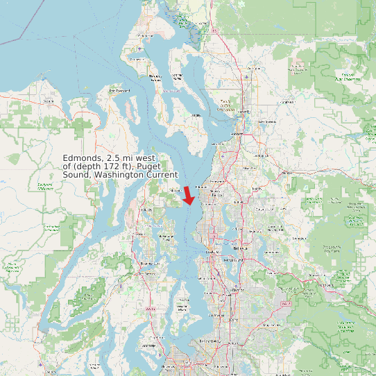 Map of Edmonds, 2.5 mi west of (depth 172 ft), Puget Sound, Washington Current Prediction Station