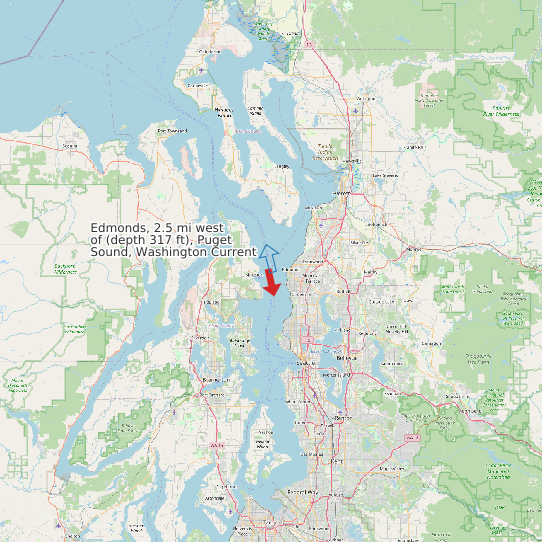 Edmonds, 2.5 mi west of (depth 317 ft), Puget Sound, Washington Current map