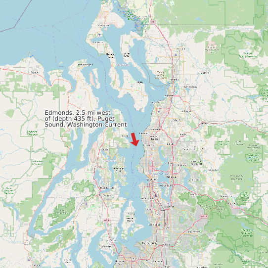 Map of Edmonds, 2.5 mi west of (depth 435 ft), Puget Sound, Washington Current Prediction Station