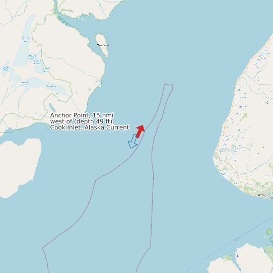 Anchor Point, 15 nmi west of (depth 49 ft), Cook Inlet, Alaska Current map