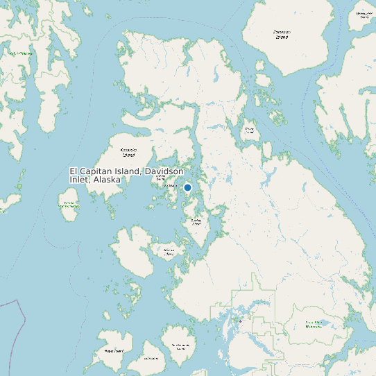 Map of El Capitan Island, Davidson Inlet, Alaska Tide Prediction Station