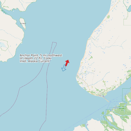 Map of Anchor Point, 5 mi northwest of (depth 22 ft), Cook Inlet, Alaska Current Prediction Station