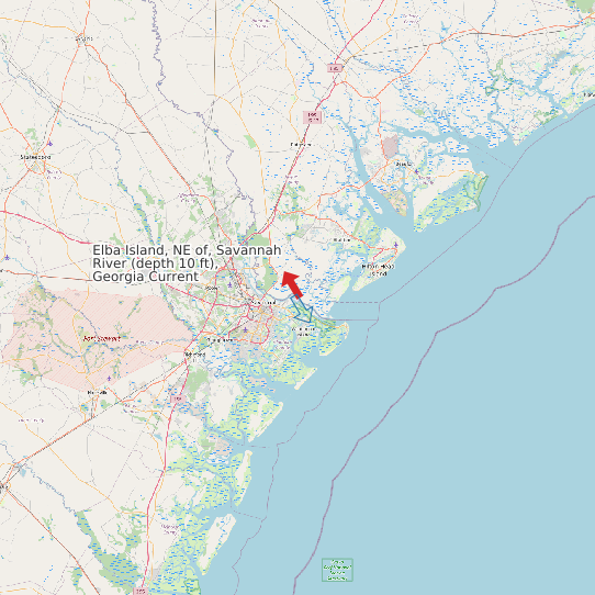 Elba Island, NE of, Savannah River (depth 10 ft), Georgia Current map
