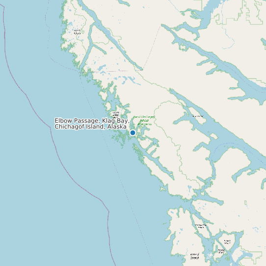 Map of Elbow Passage, Klag Bay, Chichagof Island, Alaska Tide Prediction Station