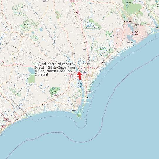 1.8 mi north of mouth (depth 6 ft), Cape Fear River, North Carolina Current map