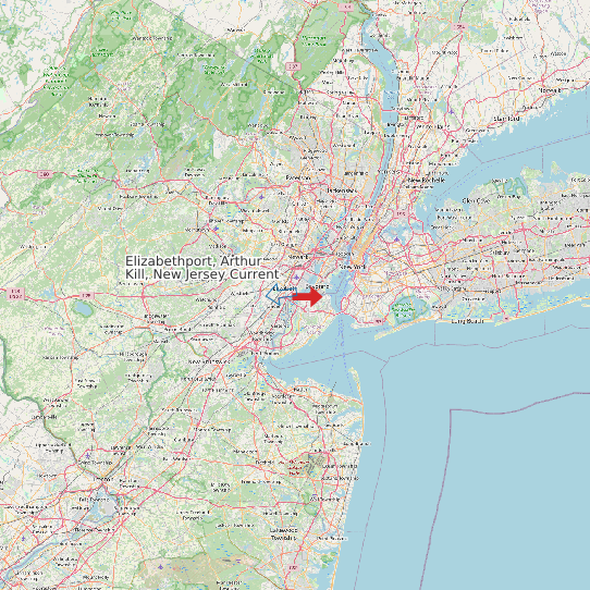 Map of Elizabethport, Arthur Kill, New Jersey Current Prediction Station