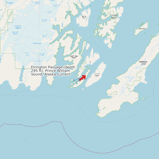 Map of Elrington Passage (depth 295 ft), Prince William Sound, Alaska Current Prediction Station