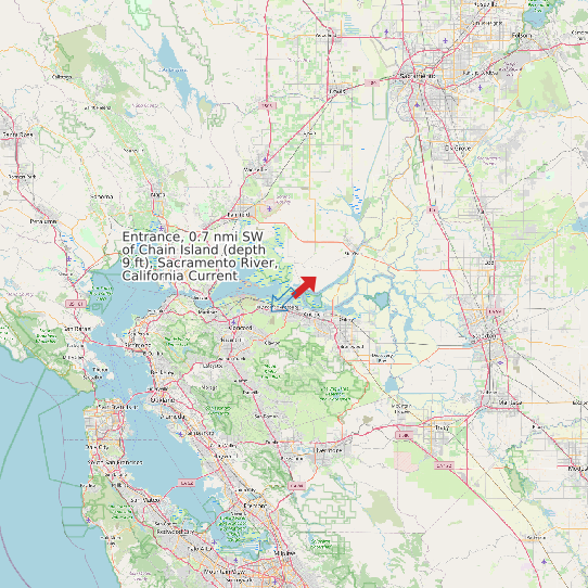Entrance, 0.7 nmi SW of Chain Island (depth 9 ft), Sacramento River, California Current map