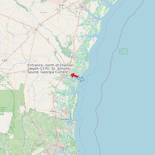 Entrance, north of channel (depth 13 ft), St. Simons Sound, Georgia Current map