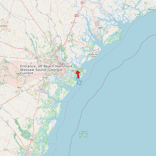Map of Entrance, off Beach Hammock, Wassaw Sound, Georgia Current Prediction Station