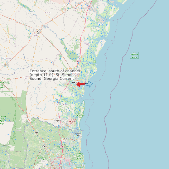 Entrance, south of channel (depth 11 ft), St. Simons Sound, Georgia Current map