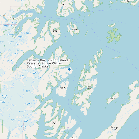Map of Eshamy Bay, Knight Island Passage, Prince William Sound, Alaska Tide Prediction Station