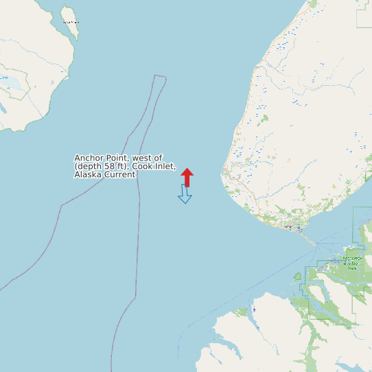 Map of Anchor Point, west of (depth 58 ft), Cook Inlet, Alaska Current Prediction Station