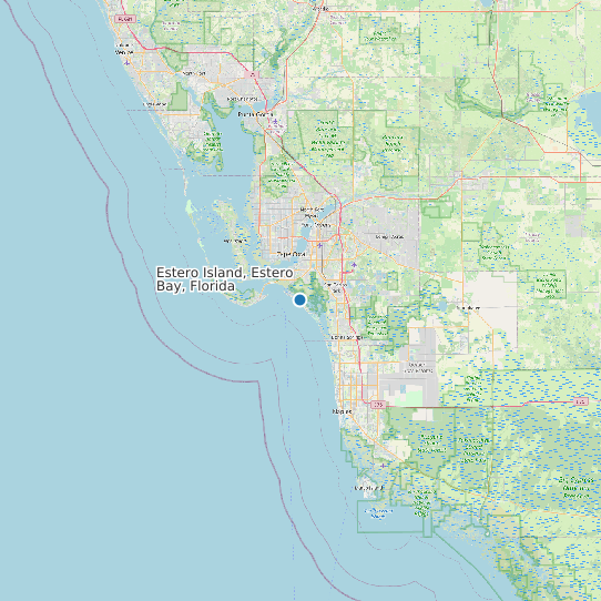 Map of Estero Island, Estero Bay, Florida Tide Prediction Station