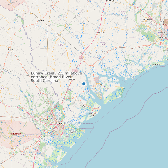 Map of Euhaw Creek, 2.5 mi above entrance, Broad River, South Carolina Tide Prediction Station