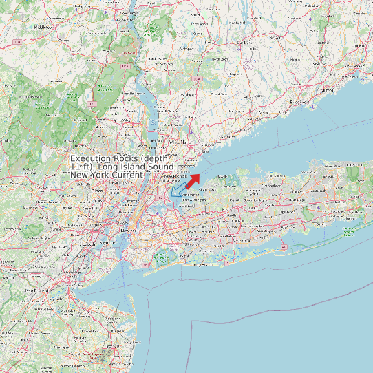Map of Execution Rocks (depth 11 ft), Long Island Sound, New York Current Prediction Station
