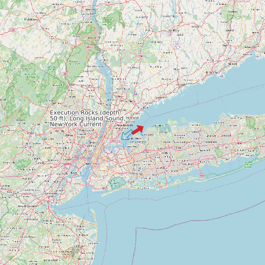 Execution Rocks (depth 50 ft), Long Island Sound, New York Current map