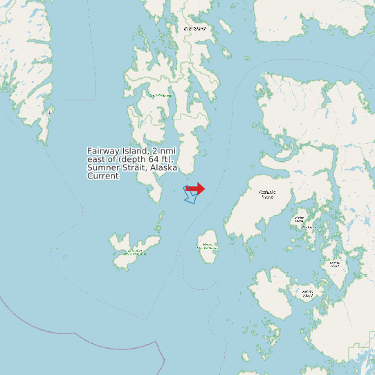 Fairway Island, 2 nmi east of (depth 64 ft), Sumner Strait, Alaska Current map