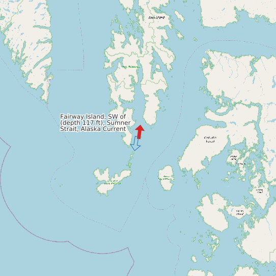 Fairway Island, SW of (depth 117 ft), Sumner Strait, Alaska Current map