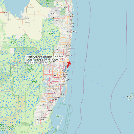 17th Street Bridge (depth 12 ft), Port Everglades, Florida Current map